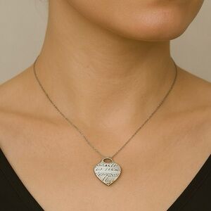 Tiffany & Co Silver “ I Love You” Heart Pendant Necklace